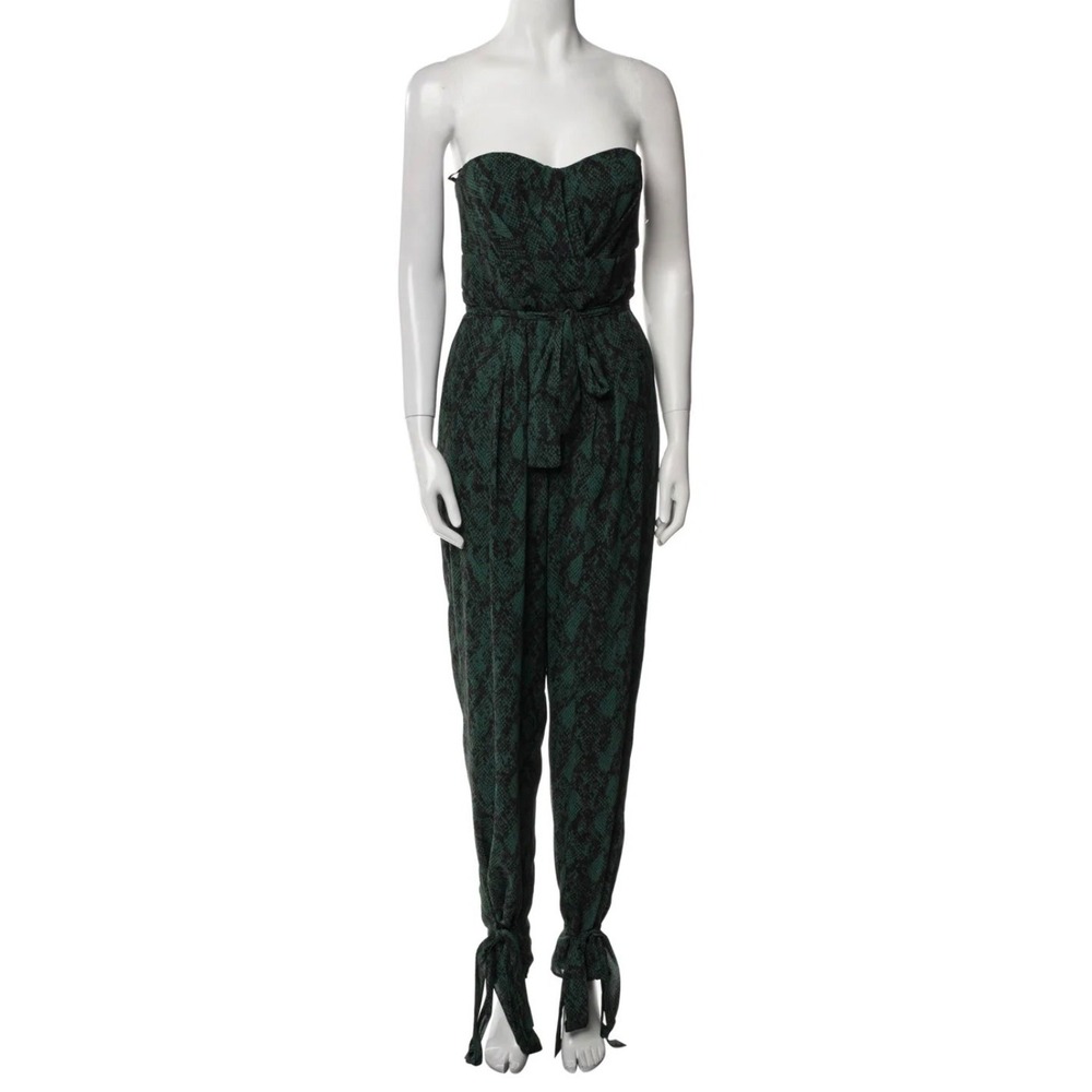 New Michael Costello Revolve Jumpsuit Snakeskin Strapless Corset Small Green - Picture 2 of 8
